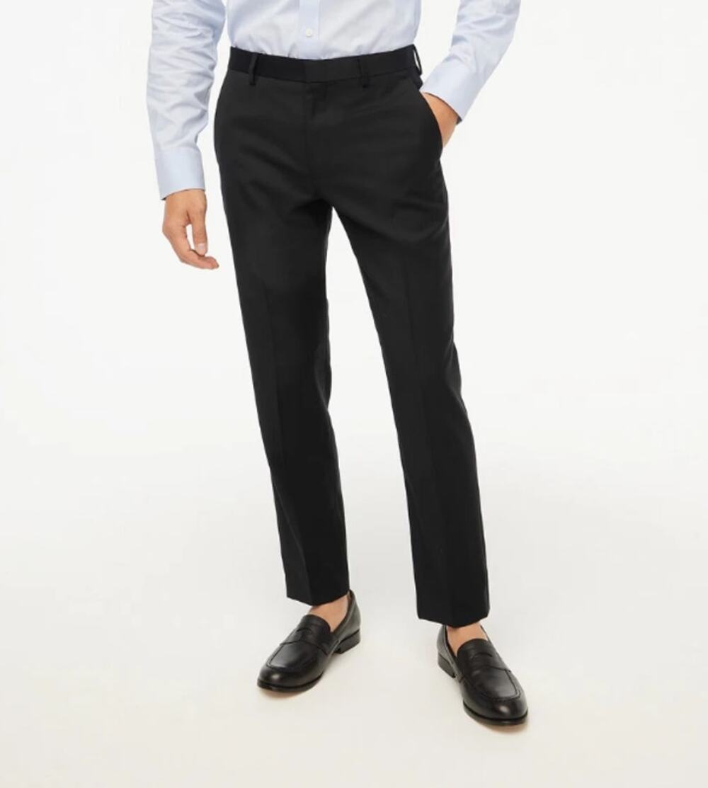 J.CREW Mens Slim-fit Thompson Worsted Wool Suit Pant 33x30 Black Flat Front NWT
